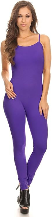 Amazon.com: Women's Camisole Stretch Cotton Catsuit Unitard Bodysuit (&Plus Size) (Small, Purple)... | Amazon (US)