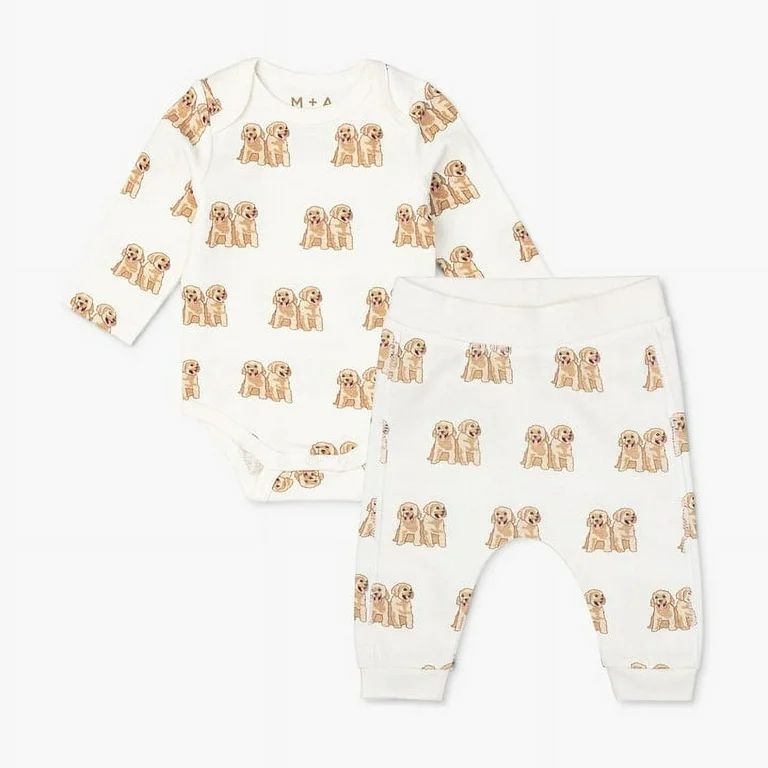 M+A by Monica + Andy Organic Cotton Gender Neutral First Moves Bodysuit + Groove Pant Set, Sizes ... | Walmart (US)