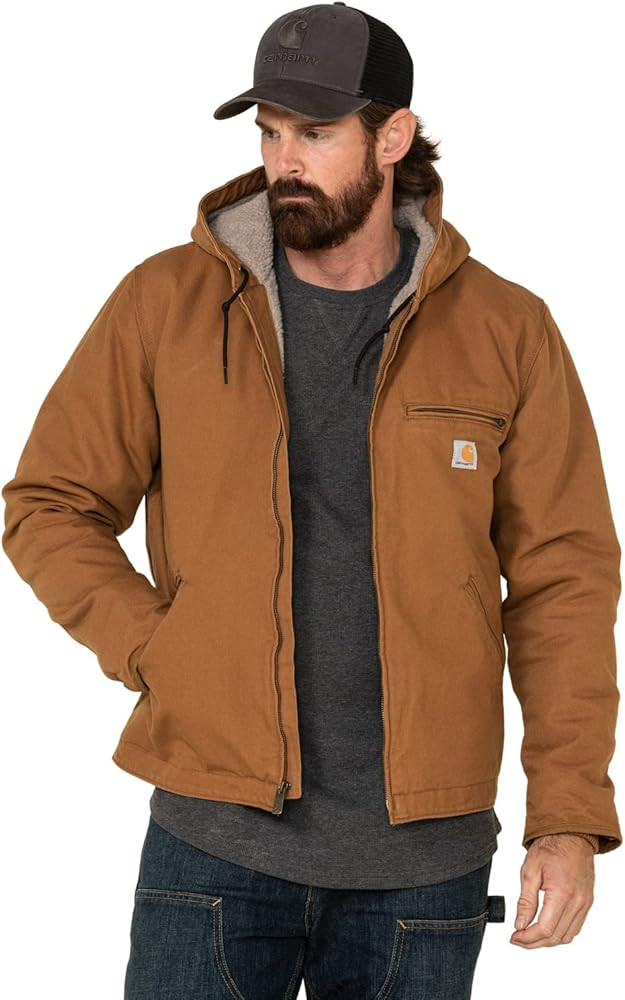 Carhartt Men's Relaxed Fit Washed Duck Sherpa-Lined Jacket | Amazon (US)
