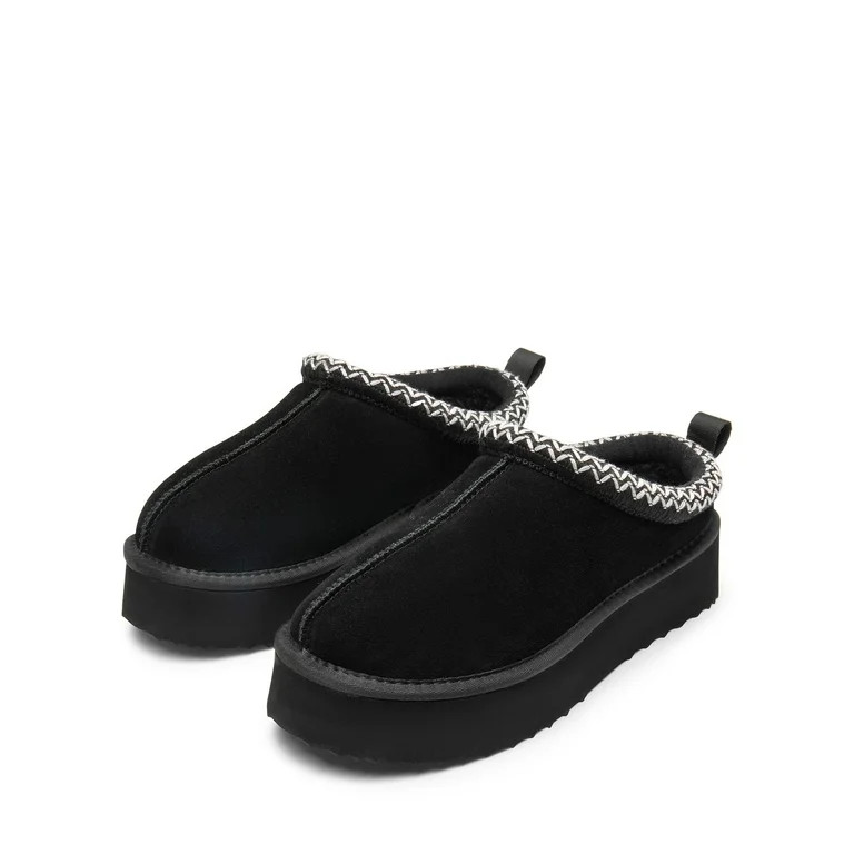 BURUDANI Women's Suede Platform Slip-on Slippers Clog Winter Warm Shoes Black Size 9 (Runs Small-... | Walmart (US)