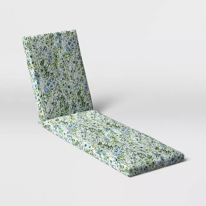 Sammamish Floral Outdoor Chaise Cushion DuraSeason Fabric™ Blue/Green - Threshold™ | Target