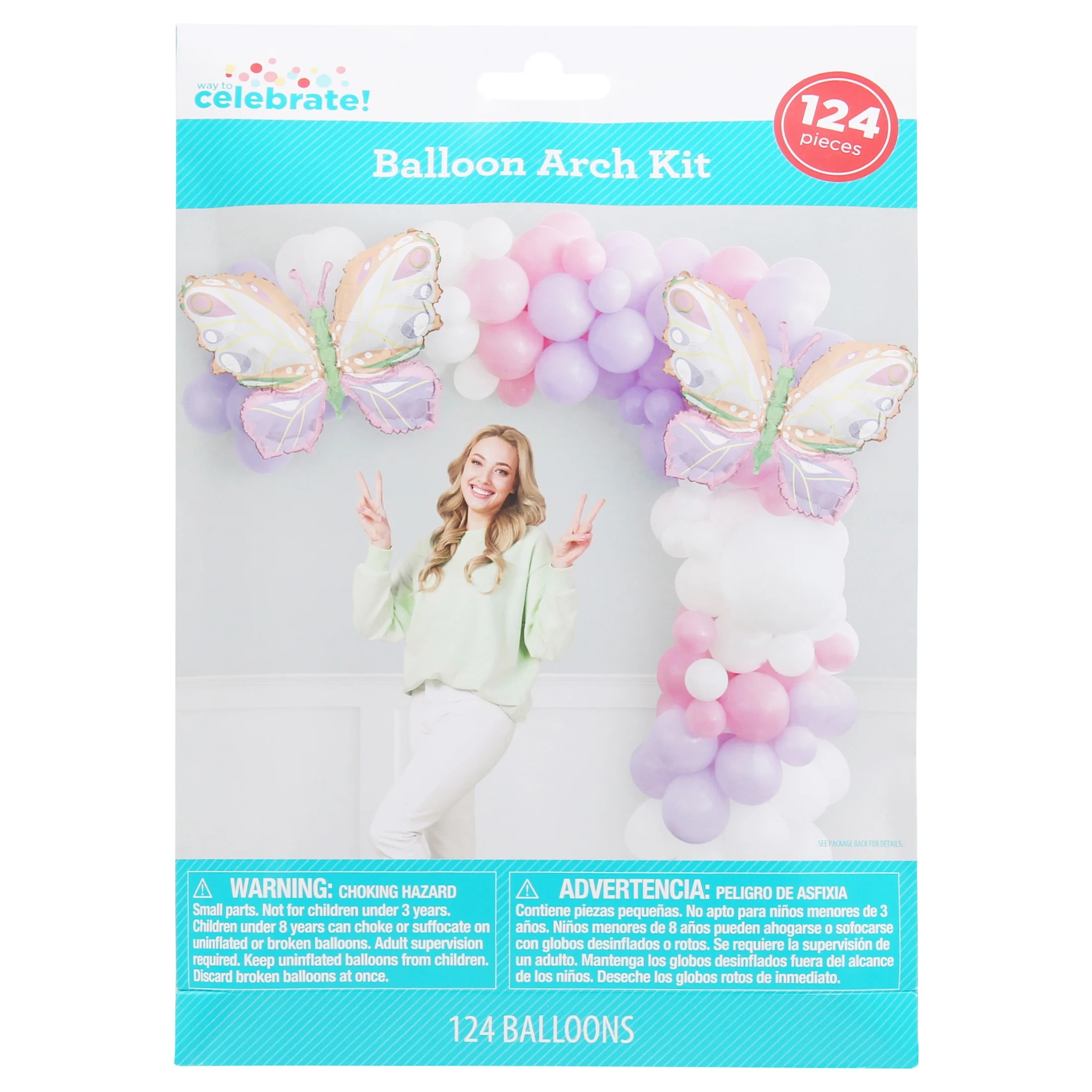Multicolor Butterfly Balloon Arch Kit, 124 Pieces, by Way To Celebrate | Walmart (US)