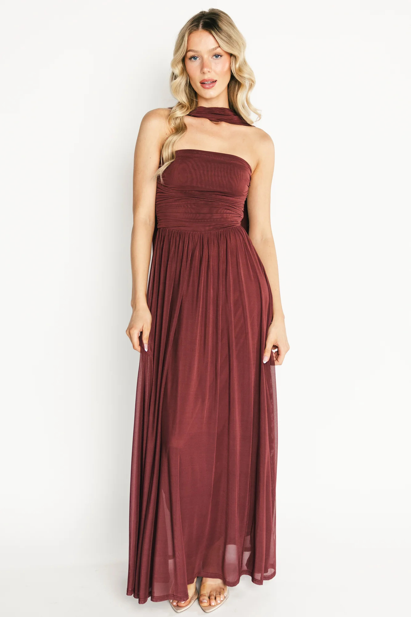 Elias Strapless Maxi Dress - Mahogany Mesh | Baltic Born | Baltic Born