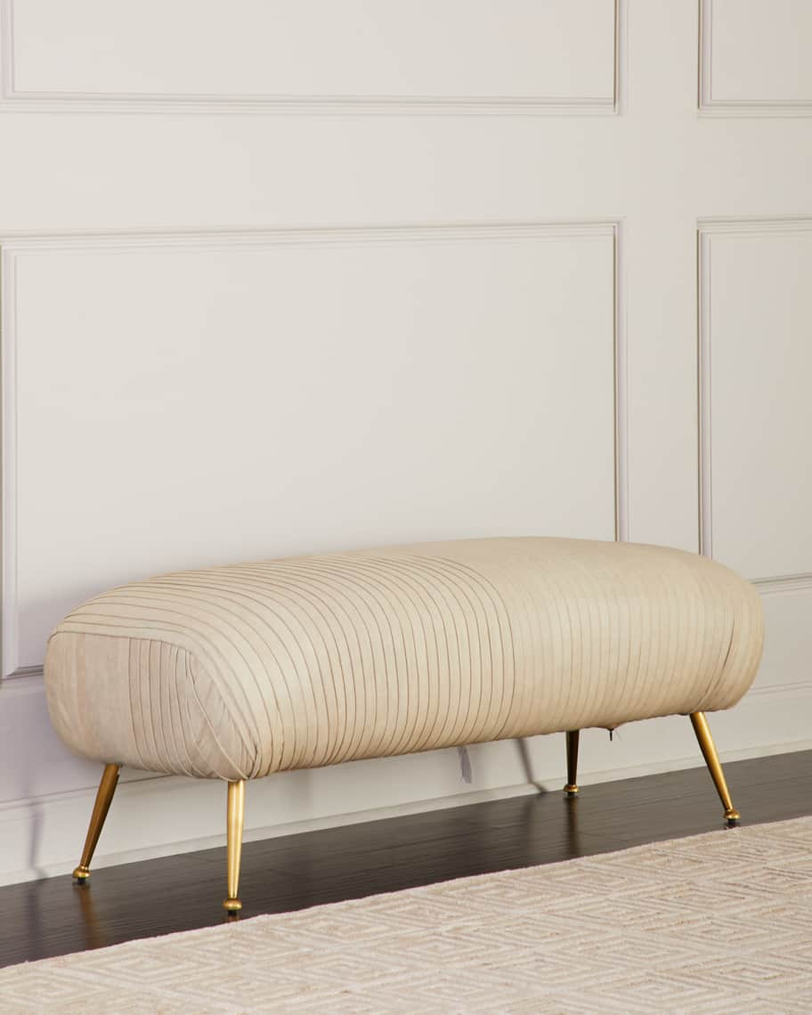Regina Andrew Beretta Leather Bench, Beige | Neiman Marcus