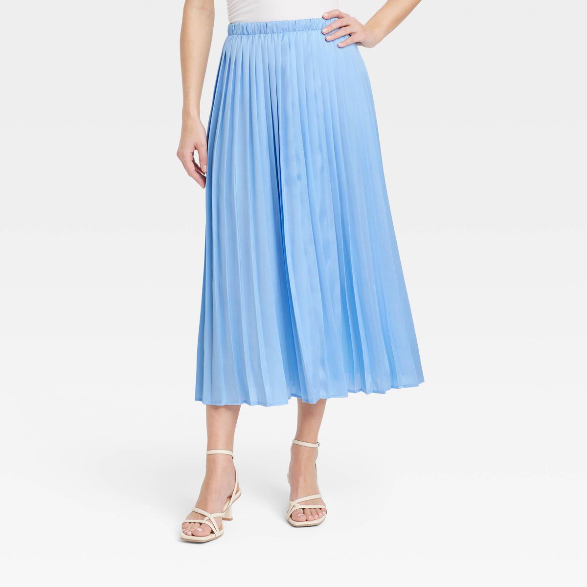 Women's Pleated A-Line Midi Skirt - A New Day™ Blue XL | Target