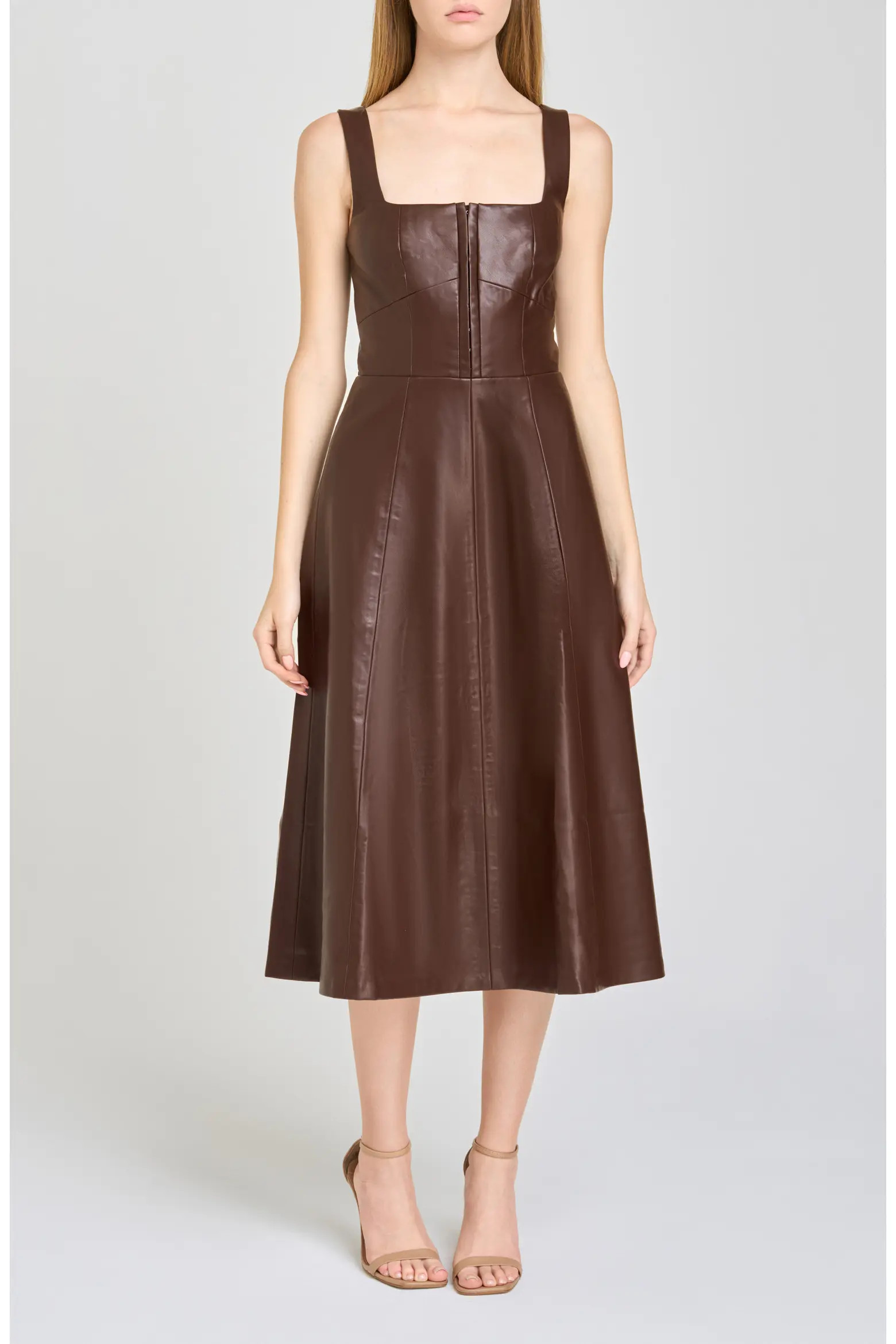 Leonie Faux Leather Fit & Flare Midi Dress (Women) | Nordstrom | Nordstrom