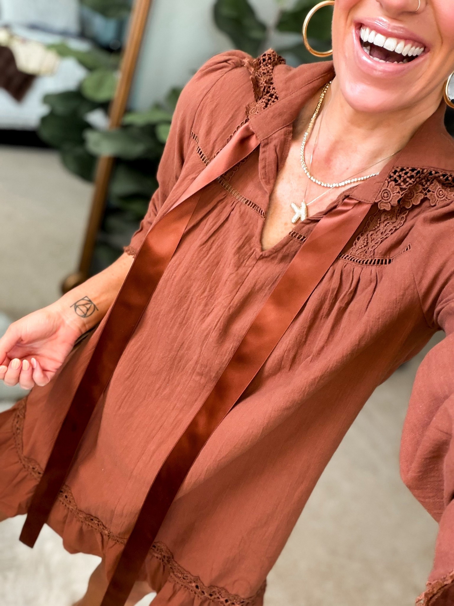 Church OOTD🤎
Spring dress Comes in 5 colors
Fits tts and wearing small
Only $42
Fully lined and beautiful details 

#LTKootd #LTKOver40 #LTKgrwm