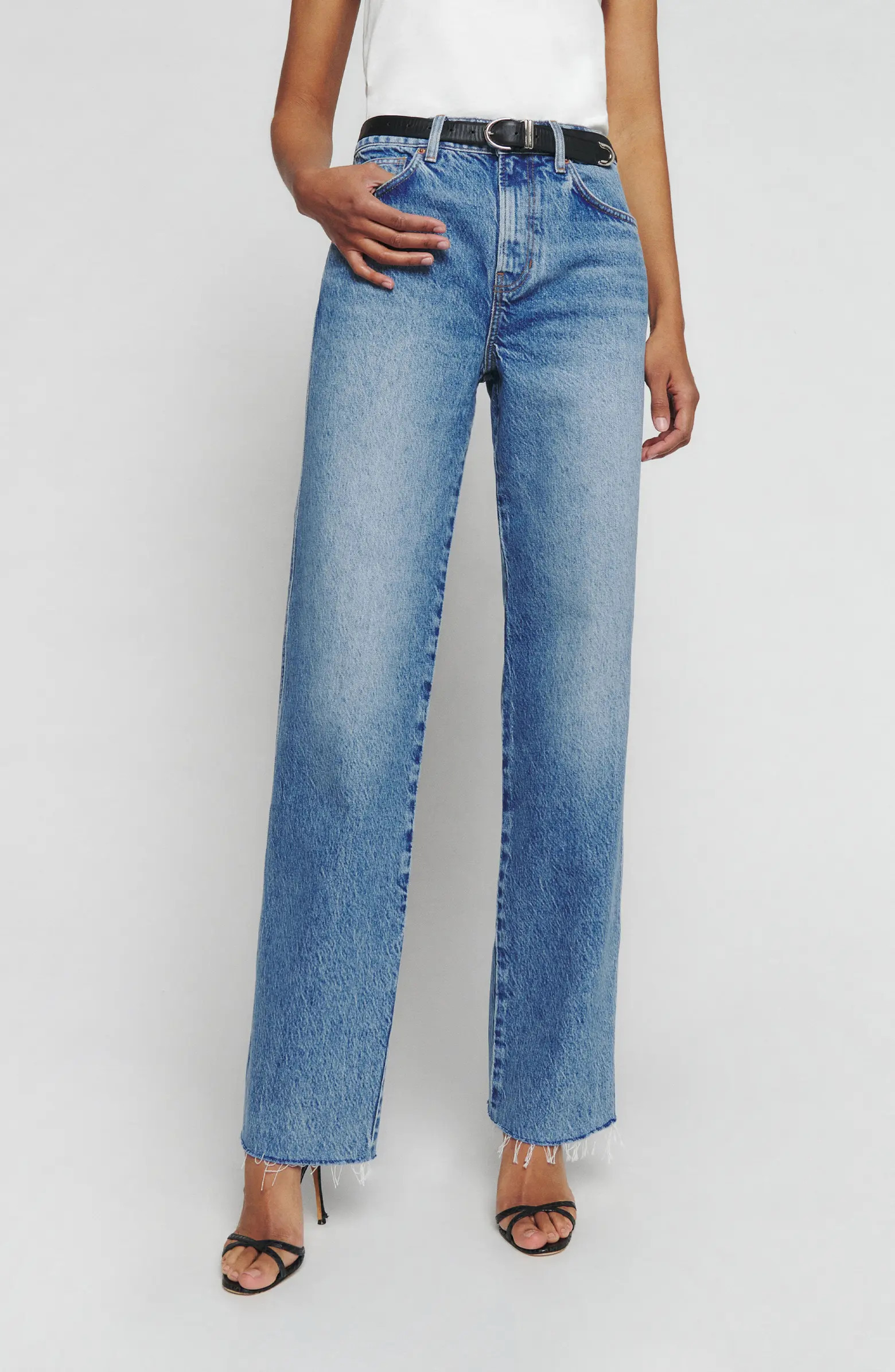 Reformation Val Baggy Distressed Straight Leg Jeans | Nordstrom | Nordstrom