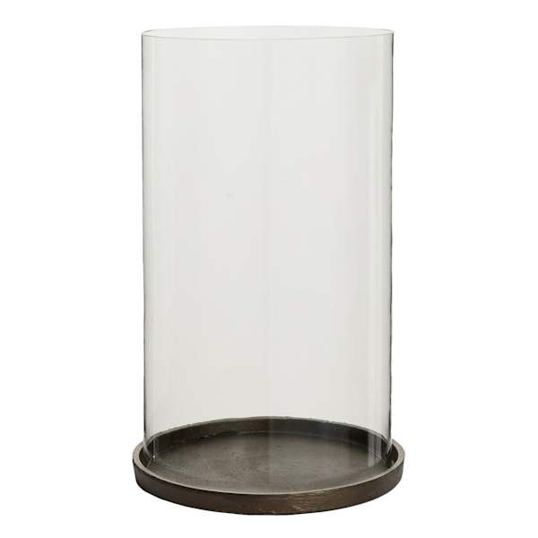 Glass Hurricane with Cast Base , 14" | At Home