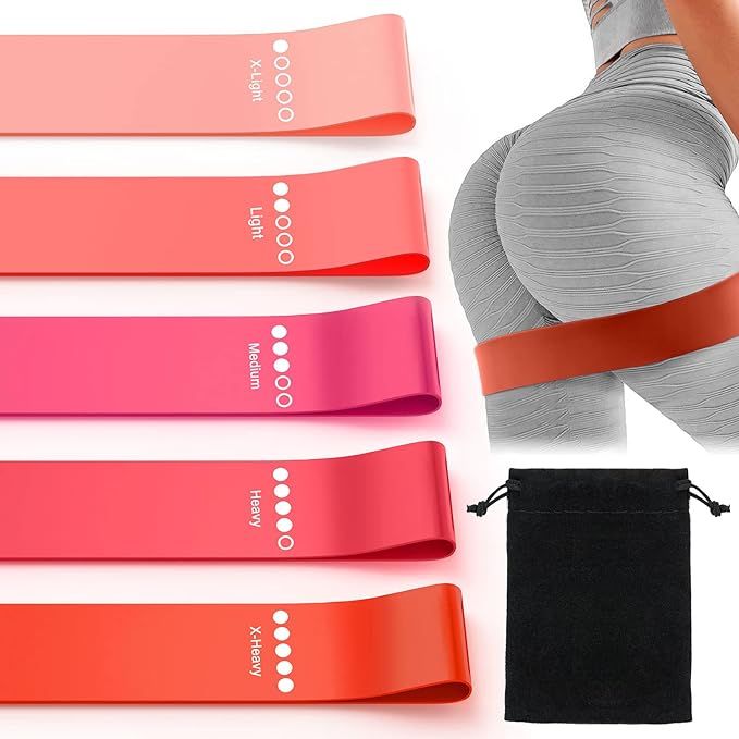 Resistance Bands, Exercise Workout Bands for Women and Men, 5 Set of Stretch Bands for Booty Legs | Amazon (US)