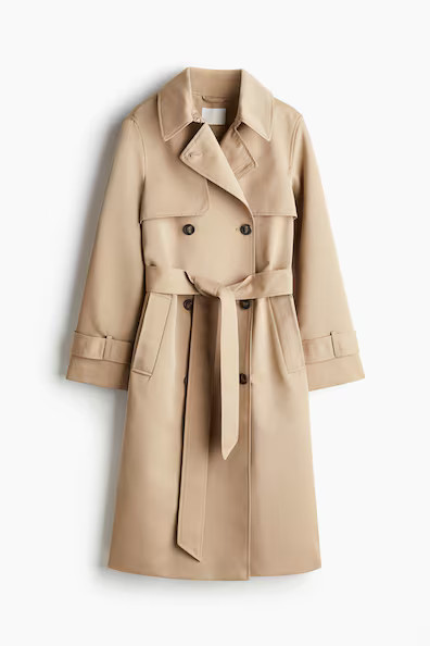 H & M - Double-breasted twill trench coat - Beige | H&M (UK, MY, IN, SG, PH, TW, HK)