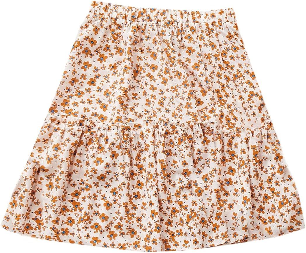 WDIRARA Women's Floral Print Ruffle High Waist Frill Trim Summer Mini Skirt | Amazon (US)