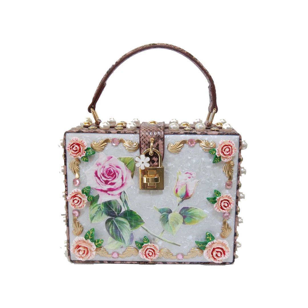 Novelty  Floral Shoulder Bag Tote Purse and Handbags Box Clutch Crossbody | Etsy (UK)