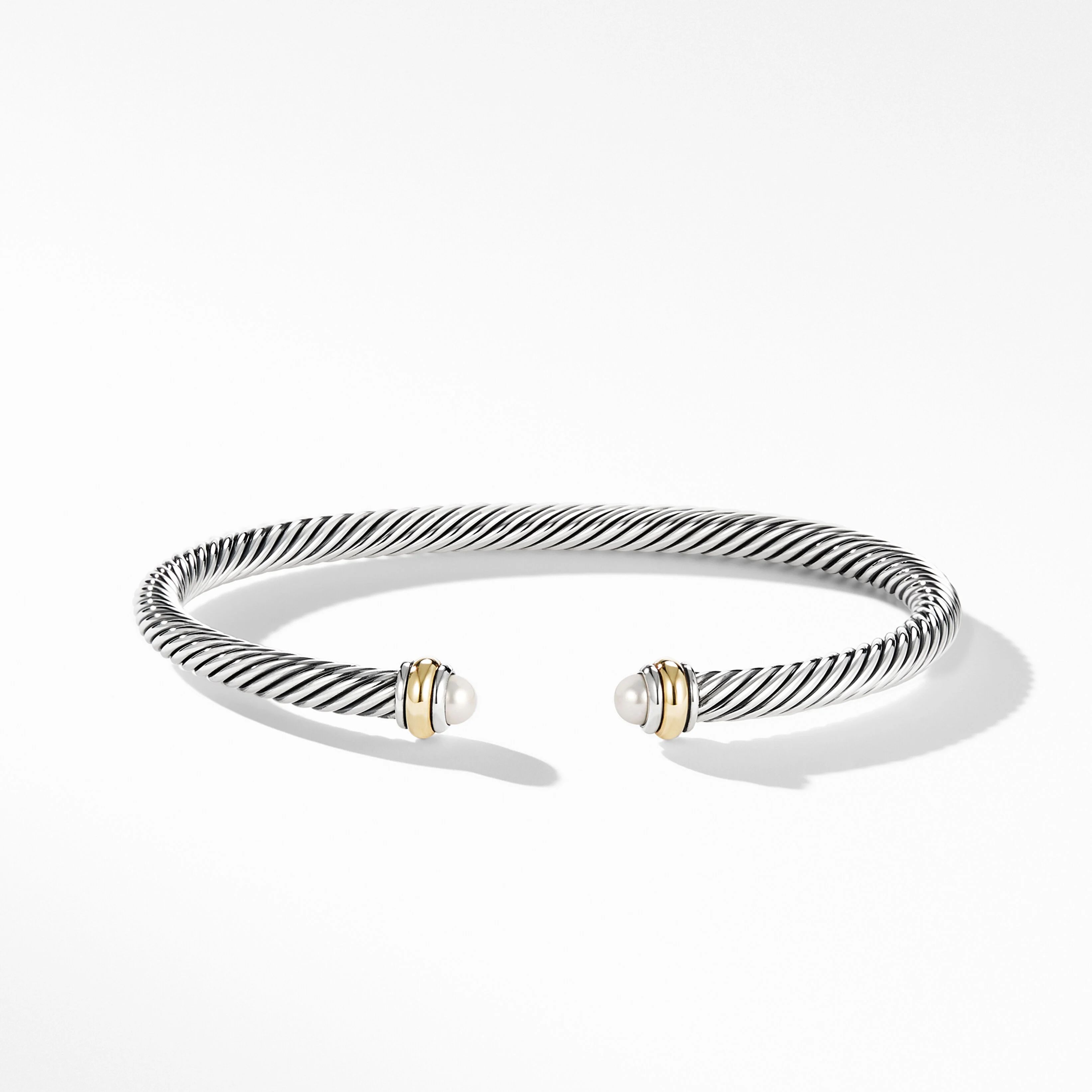 Cable Classics Bracelet in Sterling Silver with Pearls and 18K Yellow Gold | David Yurman