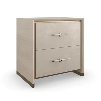 Hang Up 26" Wide 2 - Drawer Nightstand in Dry Martini/Winter Frost/Brushed Gold | Wayfair North America