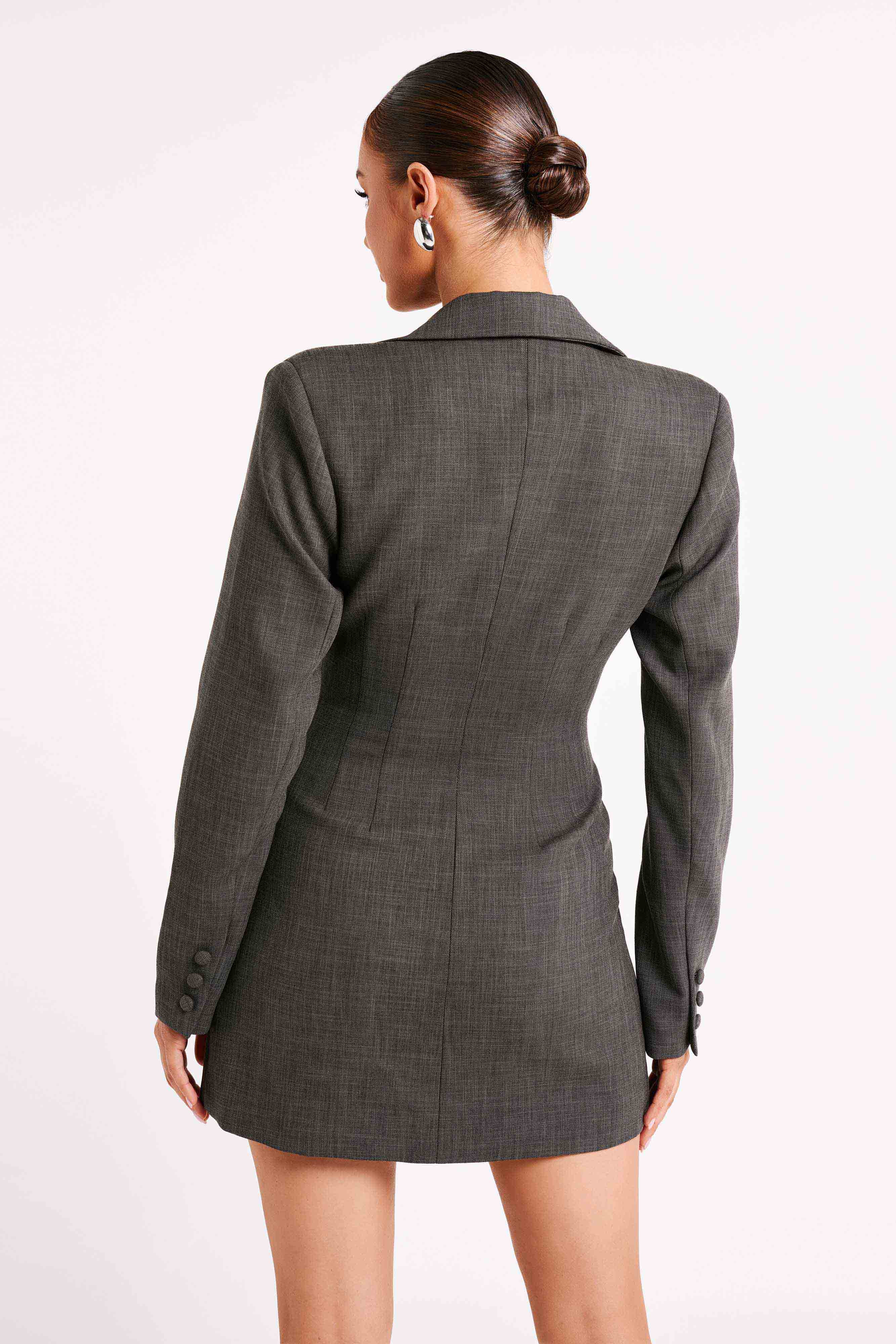Callahan Textured Blazer Dress - Charcoal | MESHKI US