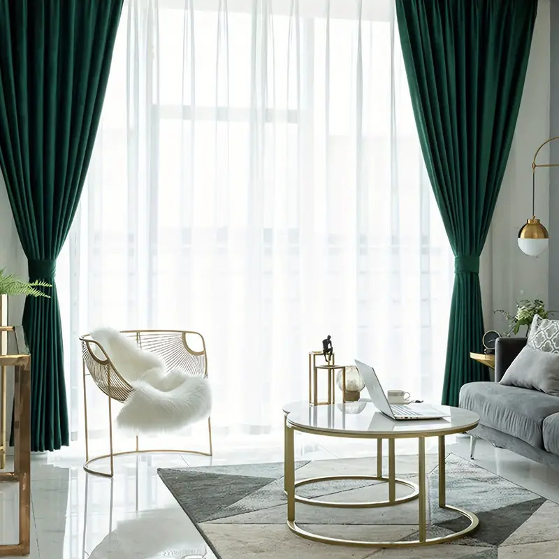 Dark Green Rod Pocket Velvet Blackout Curtains American - Temu Australia | Temu Affiliate Program