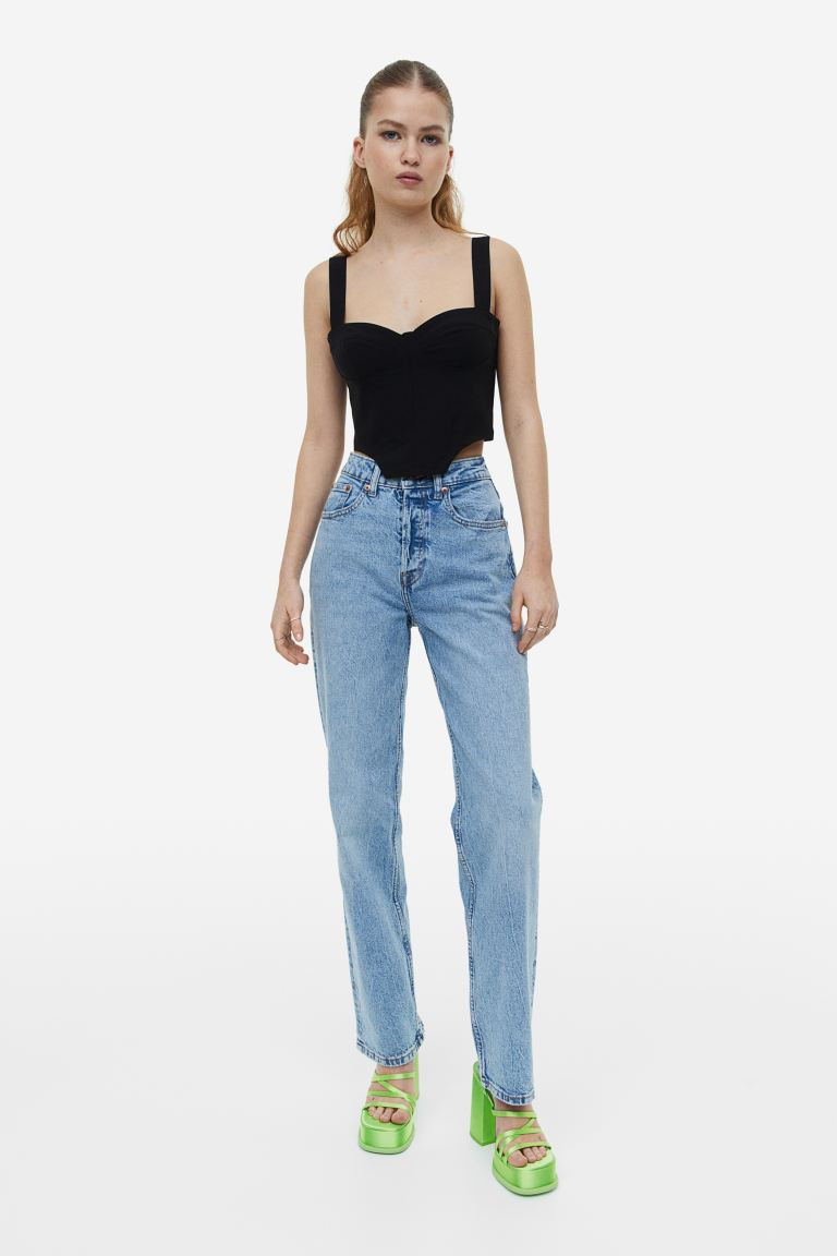 Bustier-style Crop Top - Black - Ladies | H&M US | H&M (US + CA)