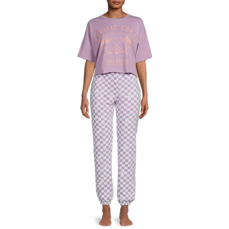 Grayson Social Women's and Women's Plus Size Graphic Sleep T-Shirt and Joggers Set, 2-Piece | Walmart (US)