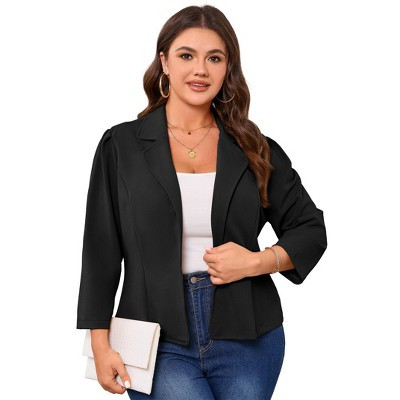 Clearlove Womens Plus Size Blazer Casual Lapel Collar Long Sleeve Open Front Bussiness Suit Jackets Blazer, Black - XL | Target