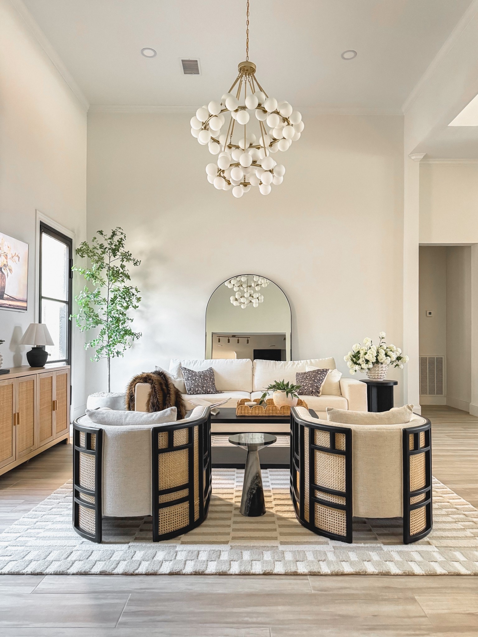 Living Room with my new favorite barrel accent chairs from Wayfair 