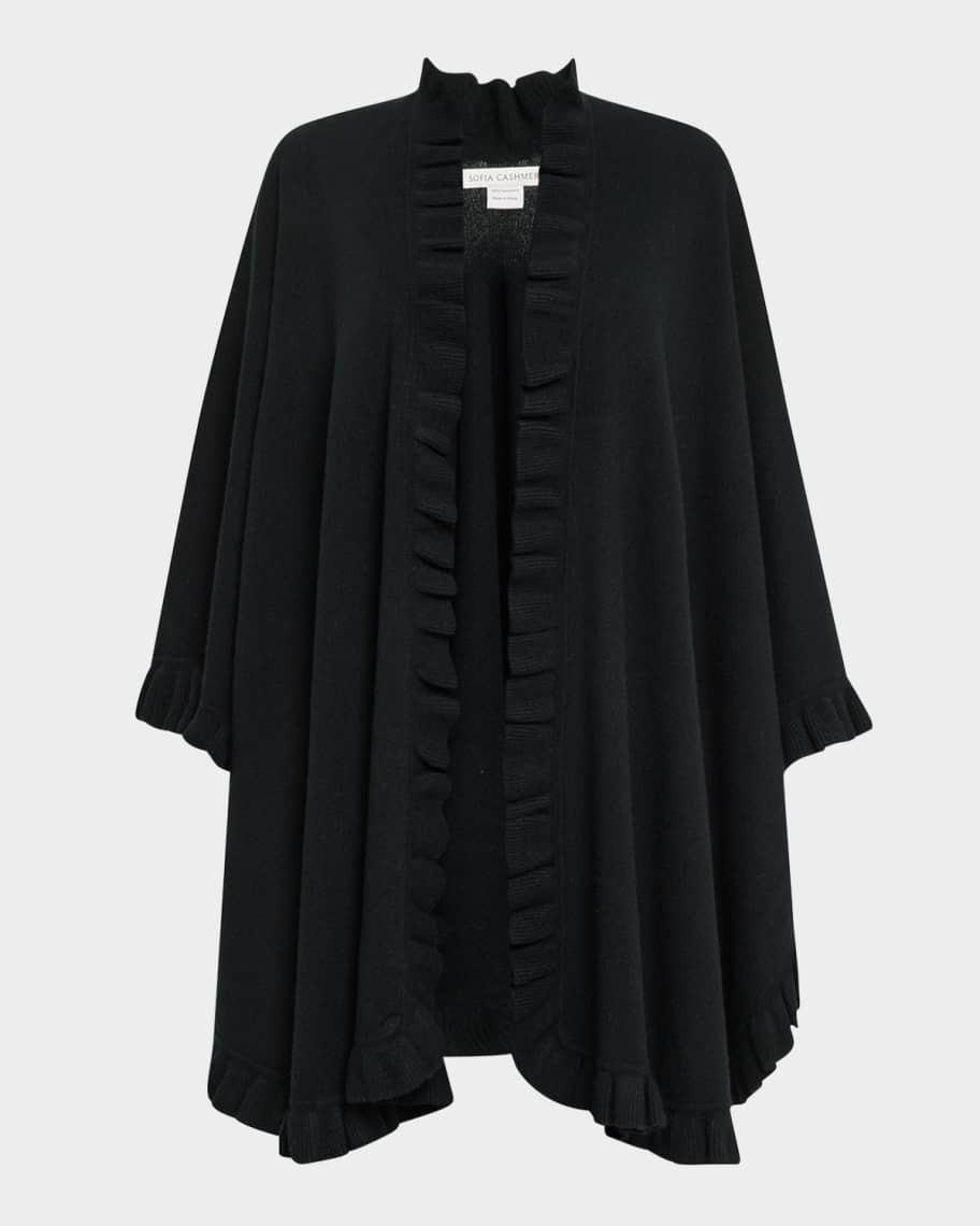 Sofia Cashmere Ruffle-Trim Cashmere Cape | Neiman Marcus