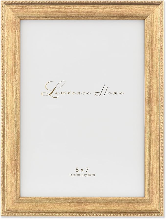 Lawrence Frames Classic Bead Picture Frame, 5x7, Gold | Amazon (US)