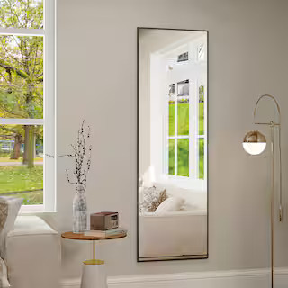 18 in. W x 58 in. H Rectangular Black Modern Aluminum Alloy Framed Full Length Mirror Wall Mirror | The Home Depot