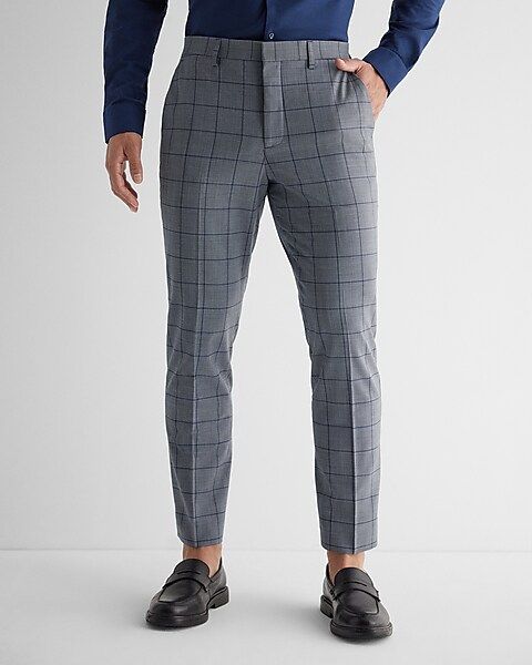 Extra Slim Windowpane Wool-Blend Modern Tech Suit Pant | Express