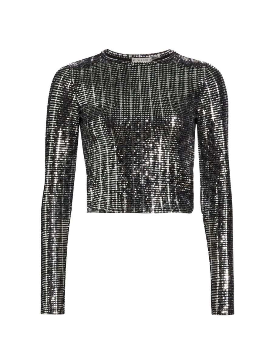 Alice + Olivia Delaina Metallic Crop Top | Saks Fifth Avenue