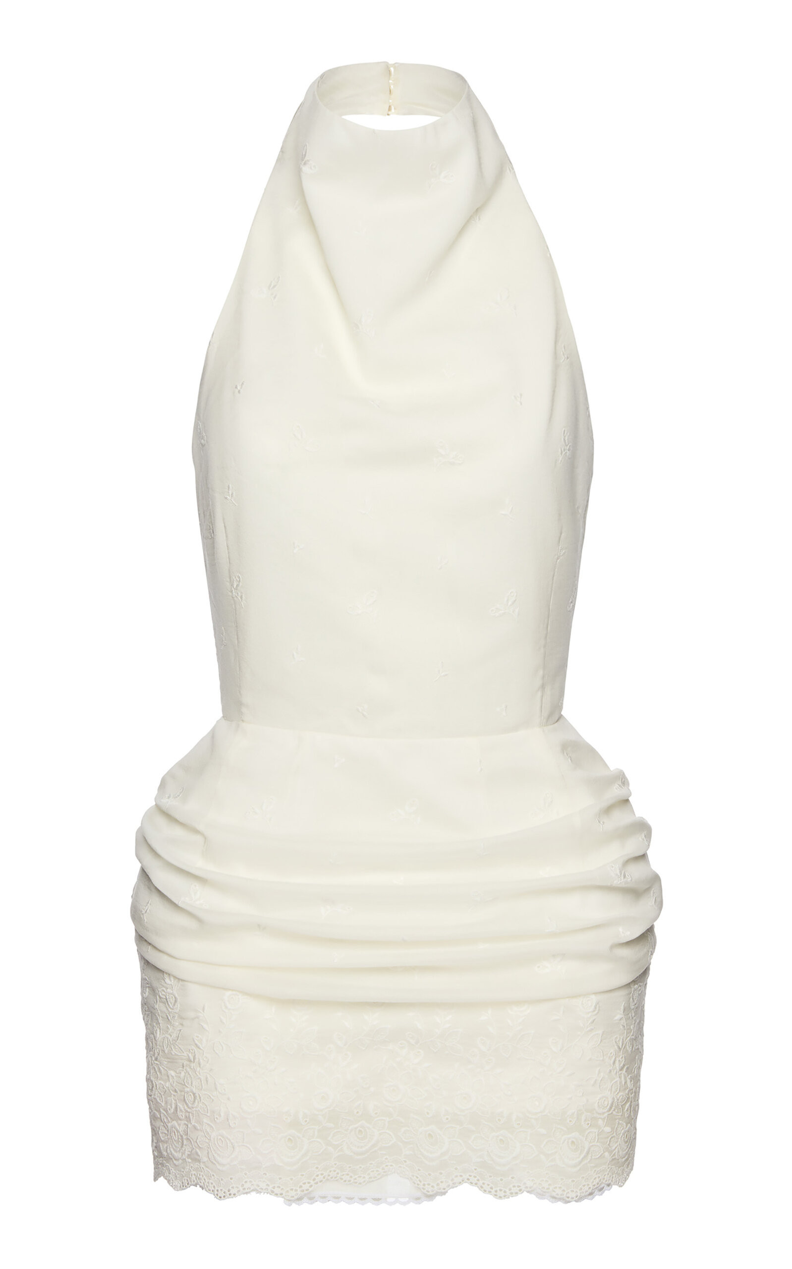 Magda Butrym Lace-Trimmed Silk-Blend Halter Mini Dress - Moda Operandi | Moda Operandi (Global)