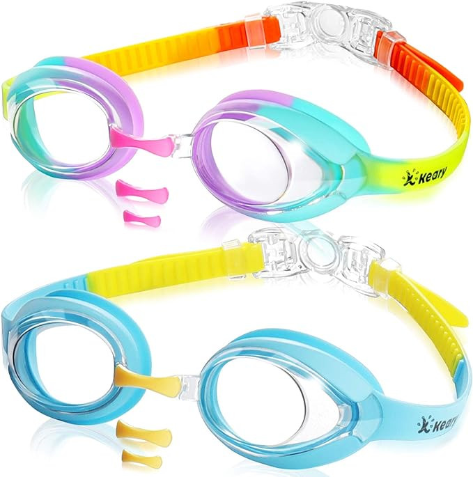 Keary Kids Swim Goggles for Toddler Kids Youth(3-12),Anti-Fog Waterproof Anti-UV Clear Vision Wat... | Amazon (US)