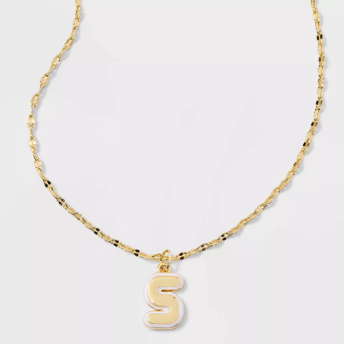 14K Gold Dipped Enamel Initial Pendant Necklace - A New Day™ Gold/White | Target
