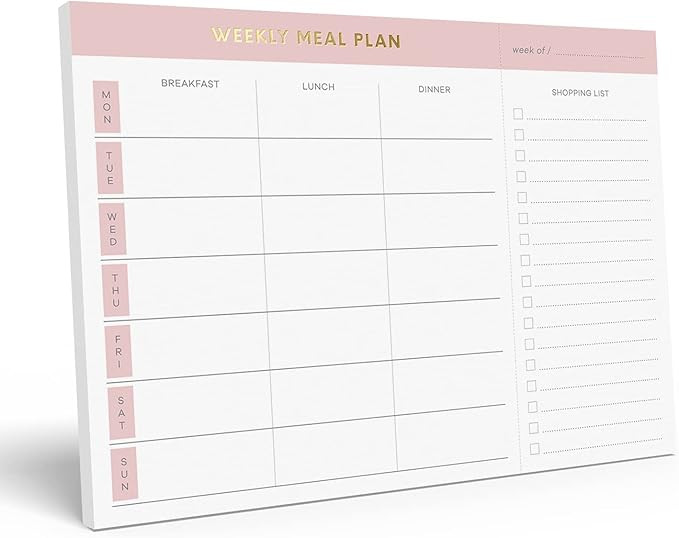 Sweetzer & Orange Weekly Meal Planner and Grocery List Magnetic Notepad. Pink 10x7” Meal Planni... | Amazon (US)