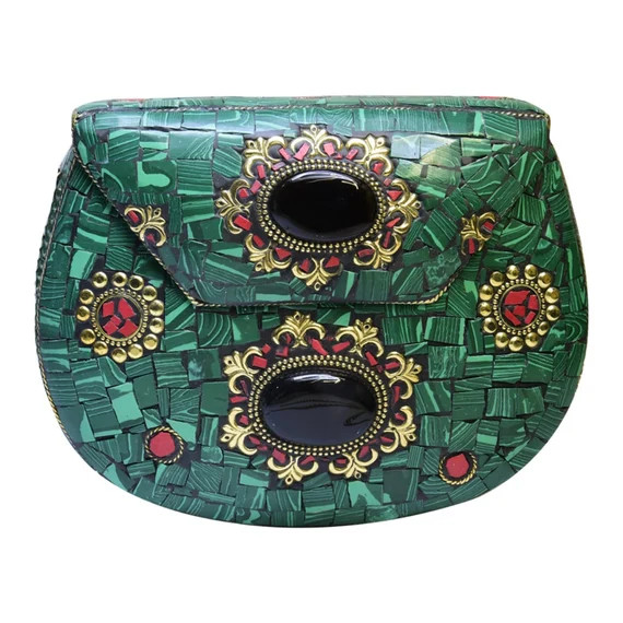 Authentic handbag, Tibetan Gemstone Mosaic Purse, Golden Clutch, Bohemian Boho Bags, Colorful Purse, | Etsy (US)