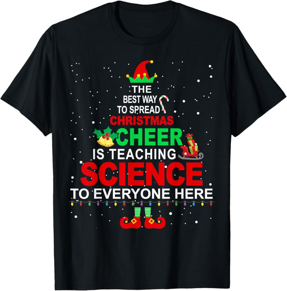 Science Teacher Christmas Shirt - Elf Christmas Cheer T-Shirt | Amazon (US)