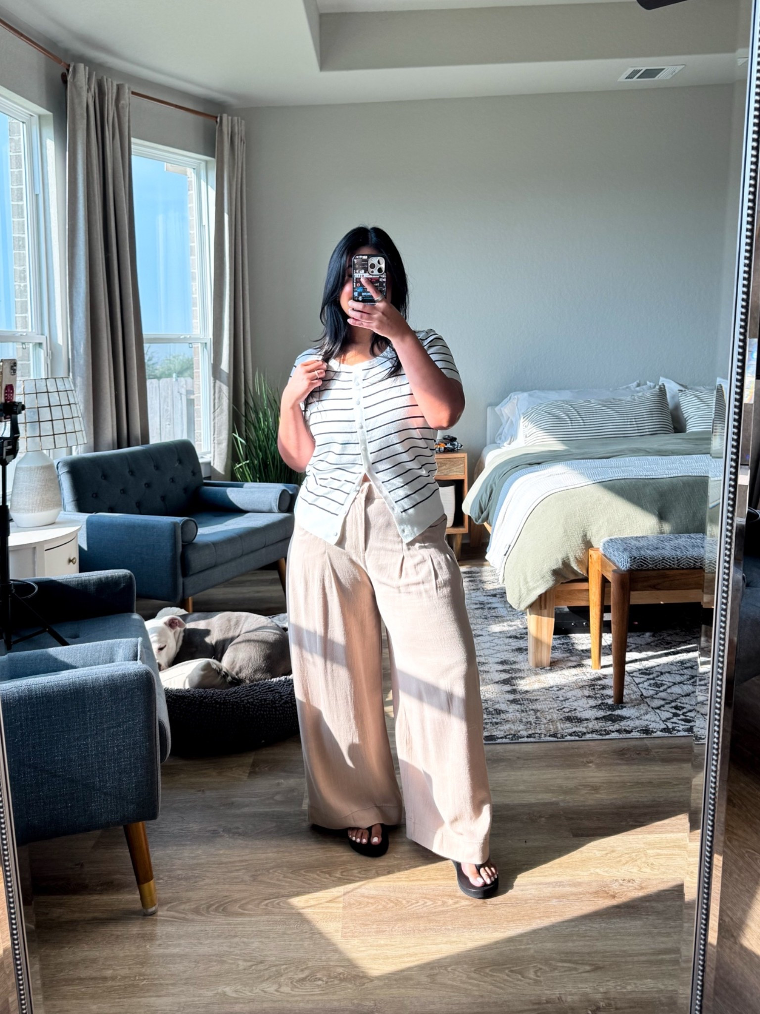 Comfy and casual Amazon outfit. Wearing a L in everything! Pants are true to size. You could size down in the cardigan if you want it a little more fitted. Size up in the cami bra, as they shrink a little in the dryer. I wear a 38!

#LTKPetite #LTKMidsize #LTKOver40