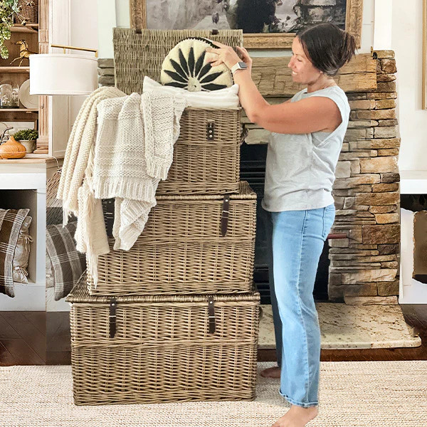 Oversized Rattan Storage Trunks with Handles, Set of 3 - Decor Steals | Decor Steals