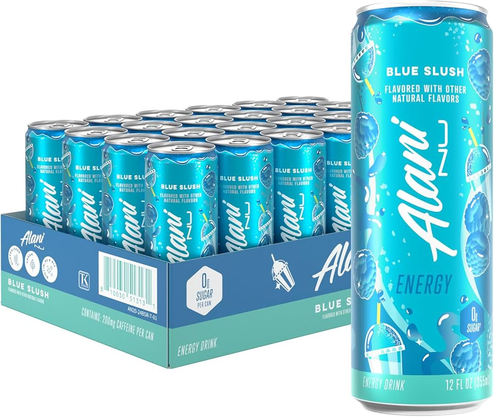 Alani Nu BLUE SLUSH, Sugar Free, Low Calorie Energy Drinks, 200mg Caffeine, Biotin, B Vitamins, Z... | Amazon (US)