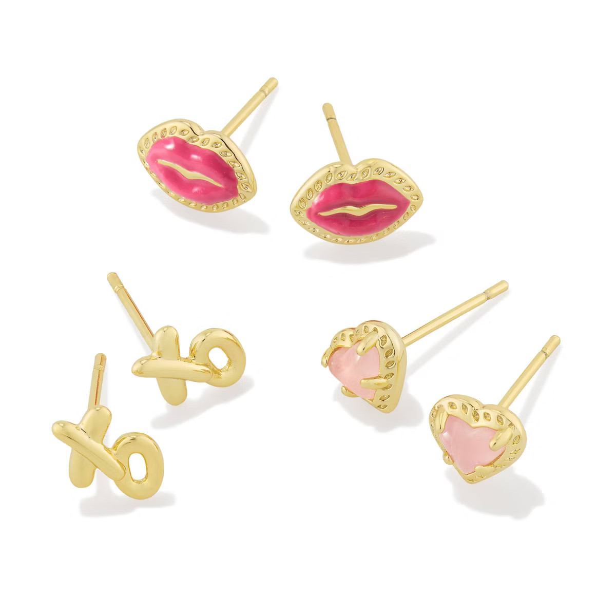 Kendra Scott Henley Charm Earring Set Of 3 - Gold/Pink Mix | Target