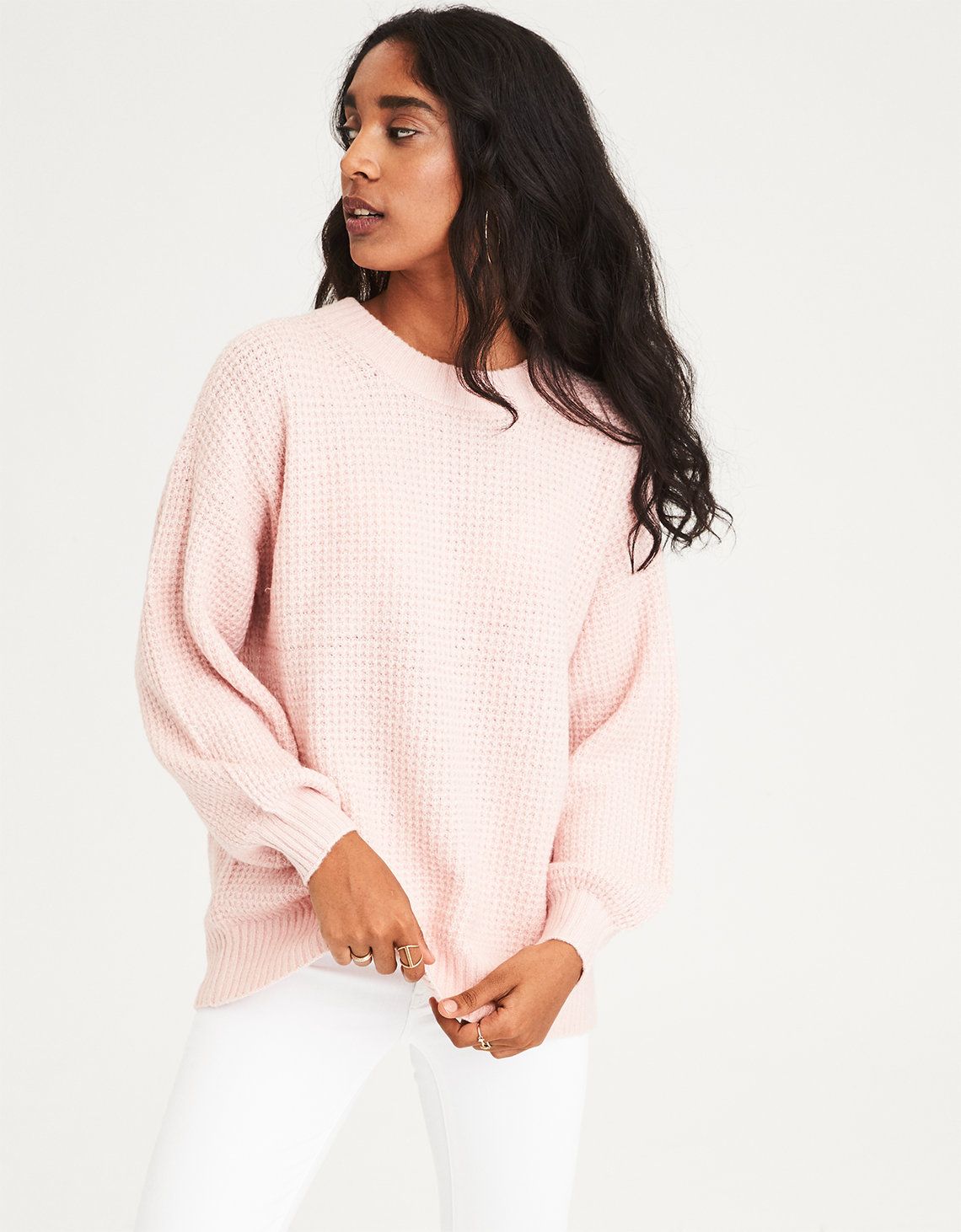 AE Cloudspun Sweater, Blush | American Eagle Outfitters (US & CA)