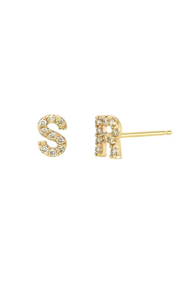 Diamond Initials Stud Earrings | Zoe Lev Jewelry