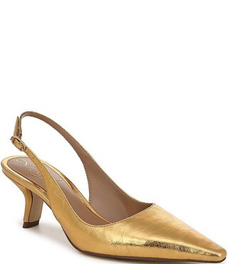 Bianka Crinkle Metallic Leather Snip Toe Slingback Pumps | Dillard's
