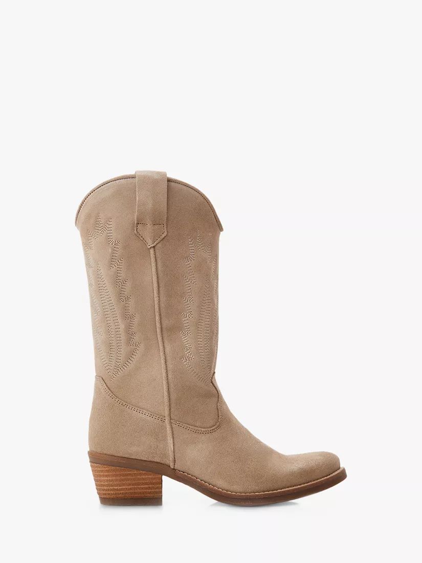 Moda in Pelle Fanntine Suede Cowboy Boots, Stone | John Lewis (UK)