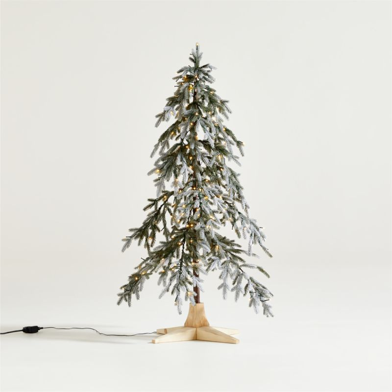 Flocked Downswept Pre-Lit LED Christmas Tree 5' | Crate & Barrel | Crate & Barrel