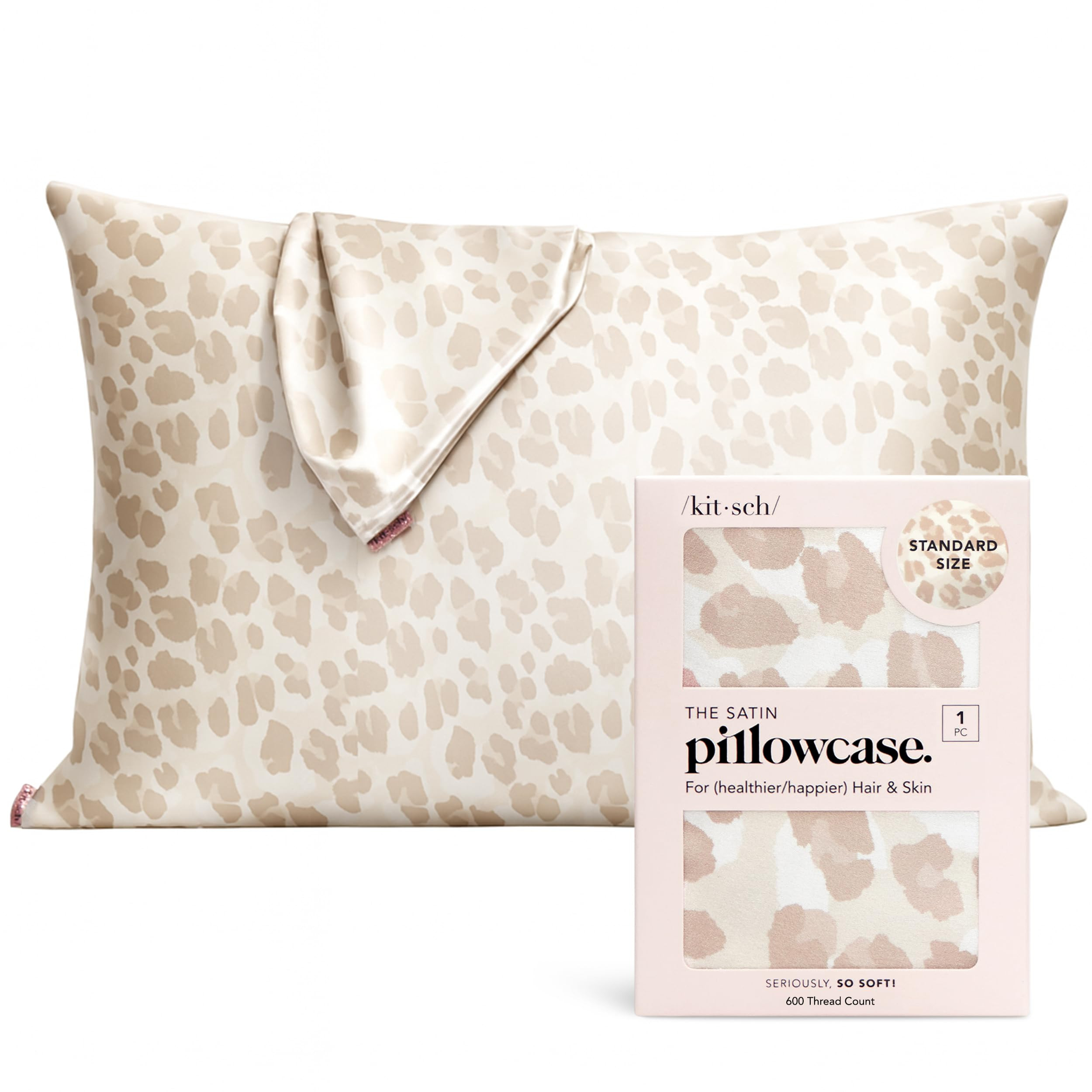 Kitsch Satin Pillowcase with Zipper for Hair & Skin, Softer Than Silk Pillow Cases Queen, Wrinkle... | Amazon (US)