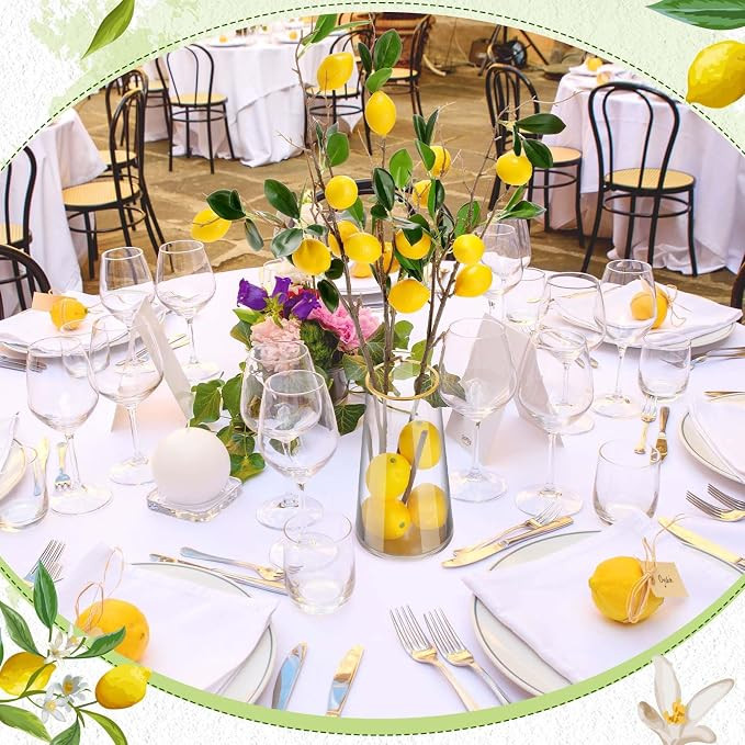 13 Pcs Faux Fruit Decoration Set Includes 3 Pcs 31.5 Inch Artificial Lemon Branch 10 Pcs 3 x 2 In... | Amazon (US)