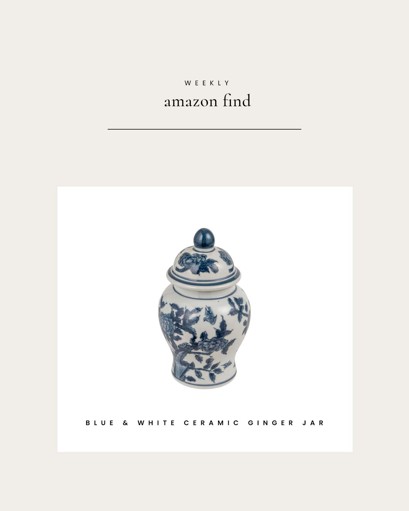 Weekly Amazon Find : Blue & White Ceramic Ginger Jar 

 

#LTKHome #LTKFindsUnder50