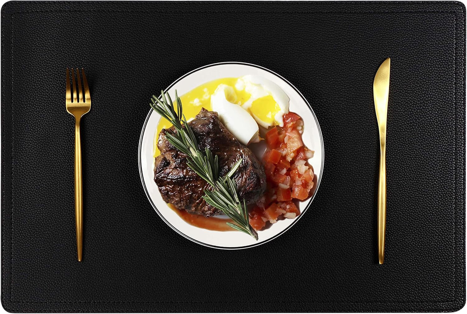 Set of 6 Faux Leather Placemats, PU Table Mats, Waterproof, Stain Resistant, Heat Resistant, Non-Slip Easy to Clean for Kitchen Dining Table,Conference Table | Amazon (US)