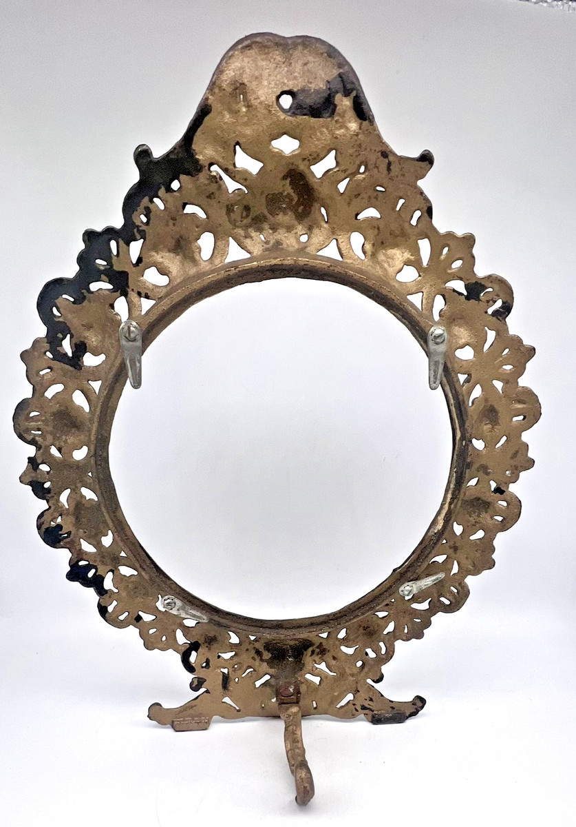 Vintage Cast Iron Frame Ornate Victorian Gold Round Wall or Free Standing 13.5" | eBay US